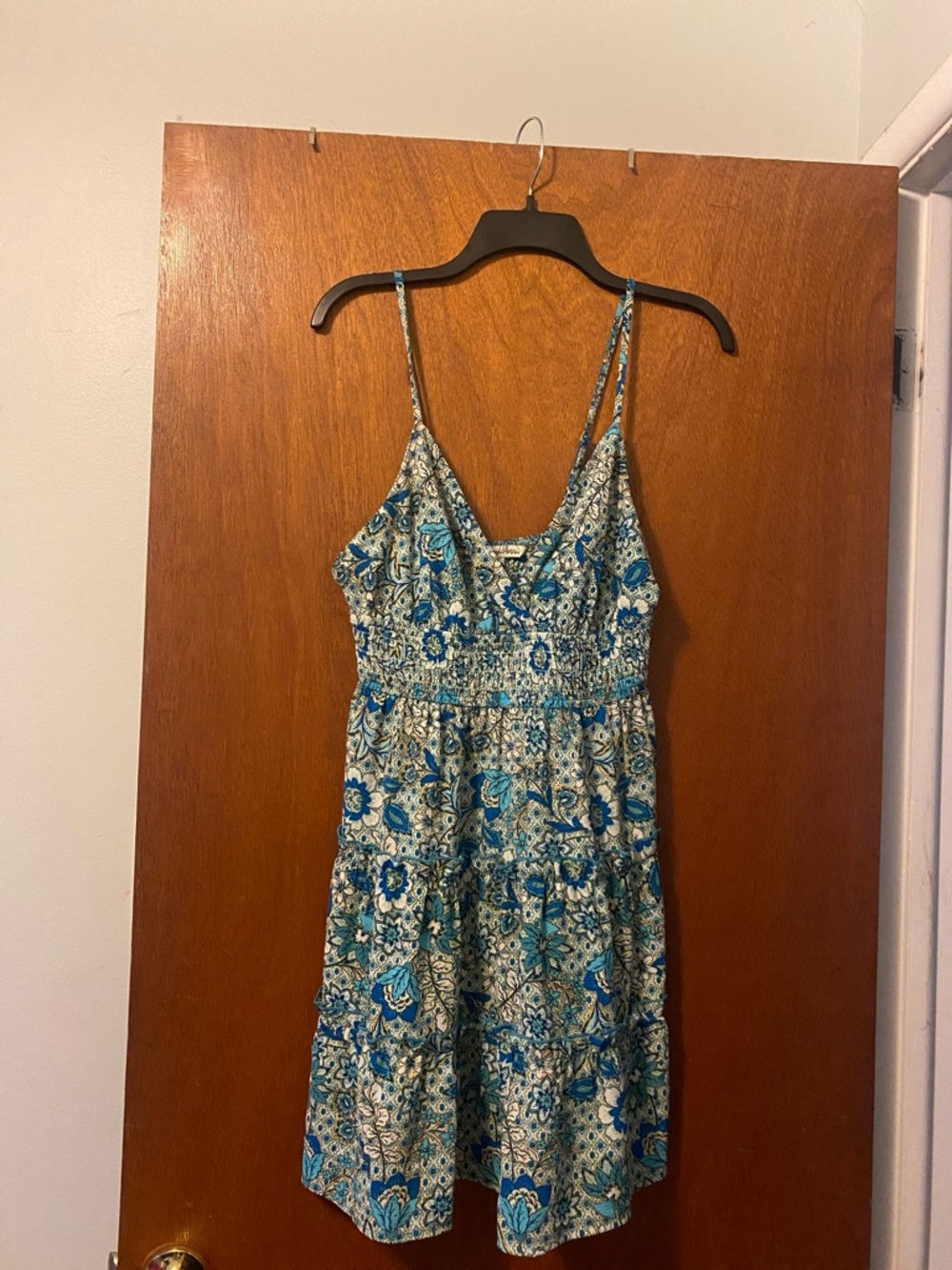 Speechless Junior Blue Floral Tiered Sundress with Spaghetti Straps. XL